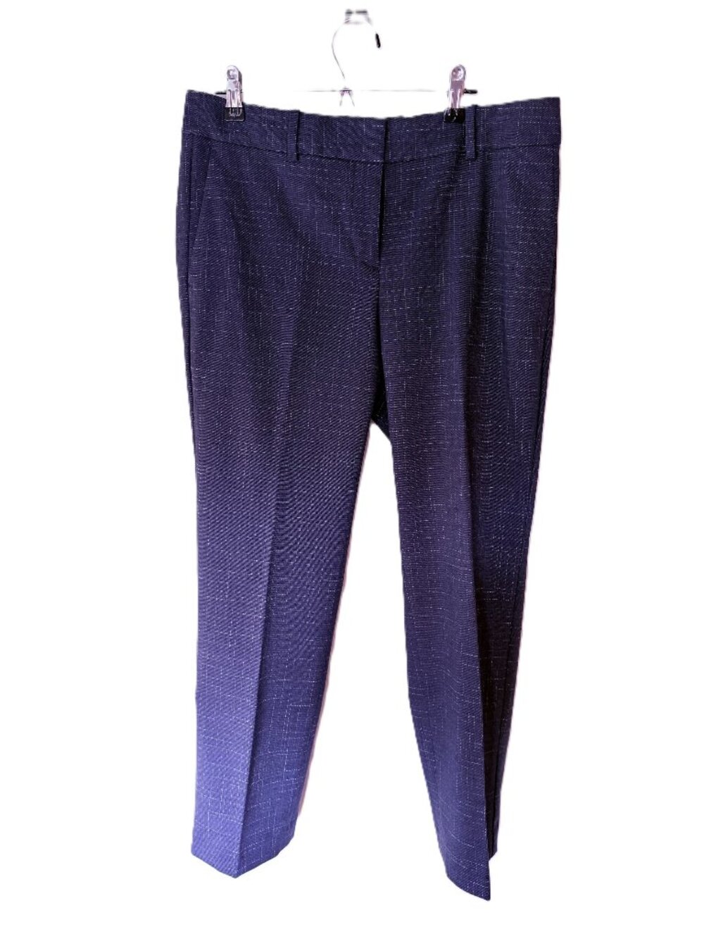 NWT Ann Taylor "The Straight" Mid Rise Navy/White Cross Weave, Size 8 Petite